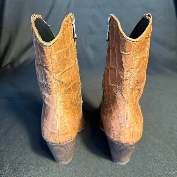 Free People Brayden Croc Western Boots Sz 38.5 - Picture 7 of 14